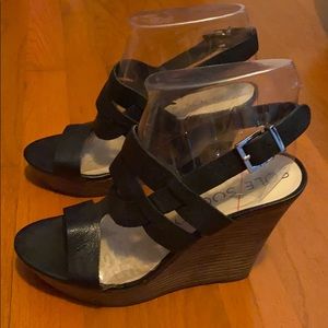 Sole Society black strappy wedges